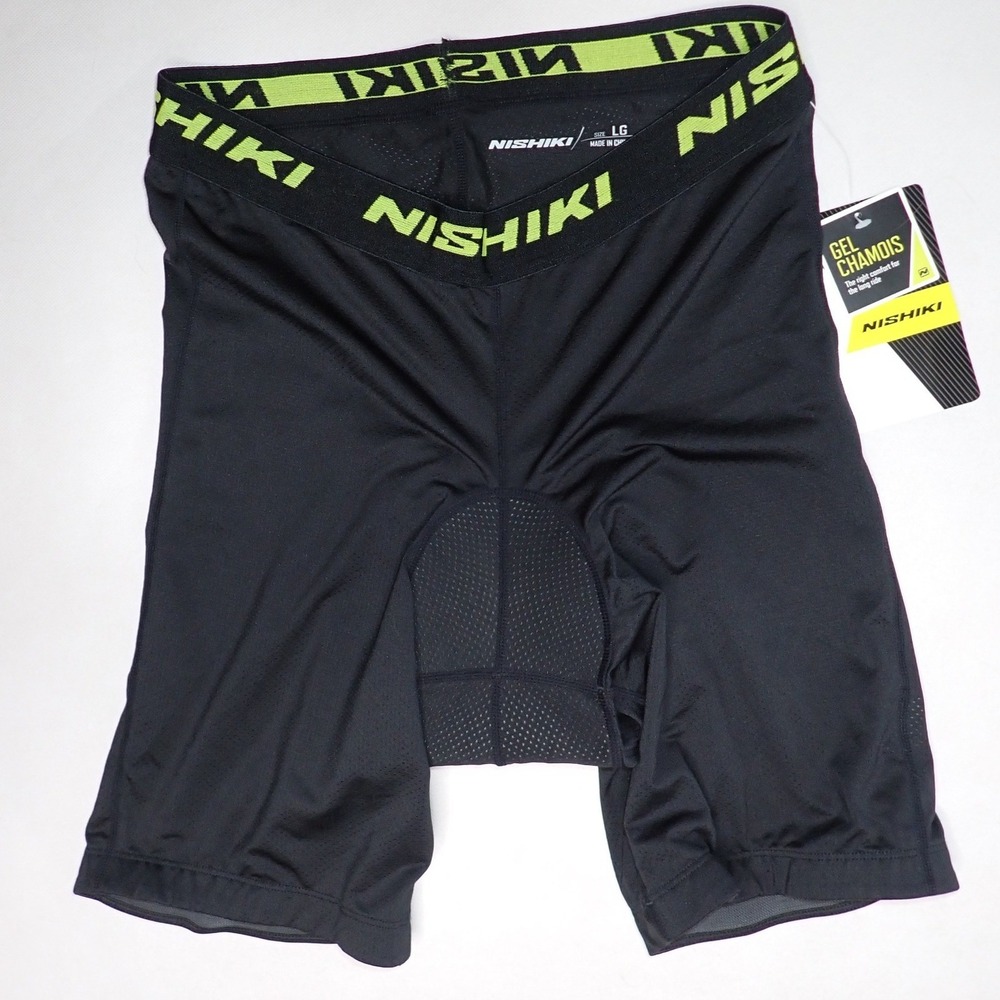 Nishiki Men's Gel Chamois Padded Cycling Liner Shorts Black Large New Bike